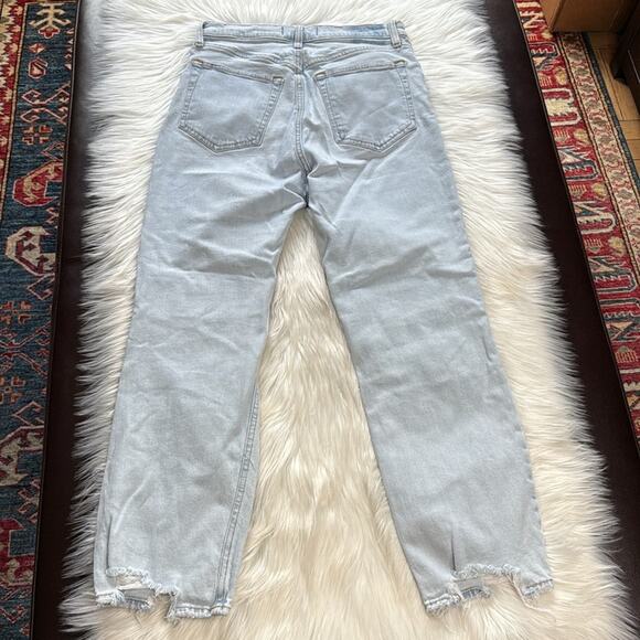 Abercrombie Light Wash Distressed The Ankle Straight Ultra High Rise Jeans - Picture 8 of 9